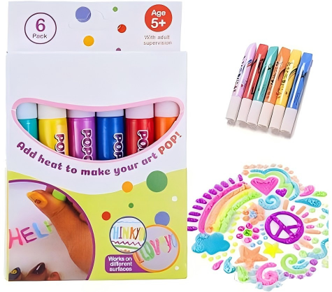 🎨 MAGIC 3D PUFFY PENS · 6 COLORS