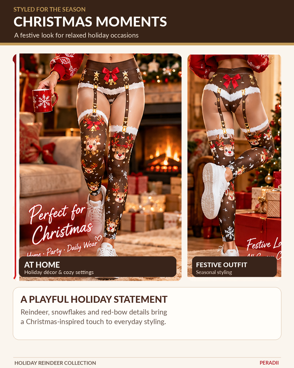 🎄 Funny Christmas Yoga Leggings – Soft Stretch Polyester, 10 Holiday Prints