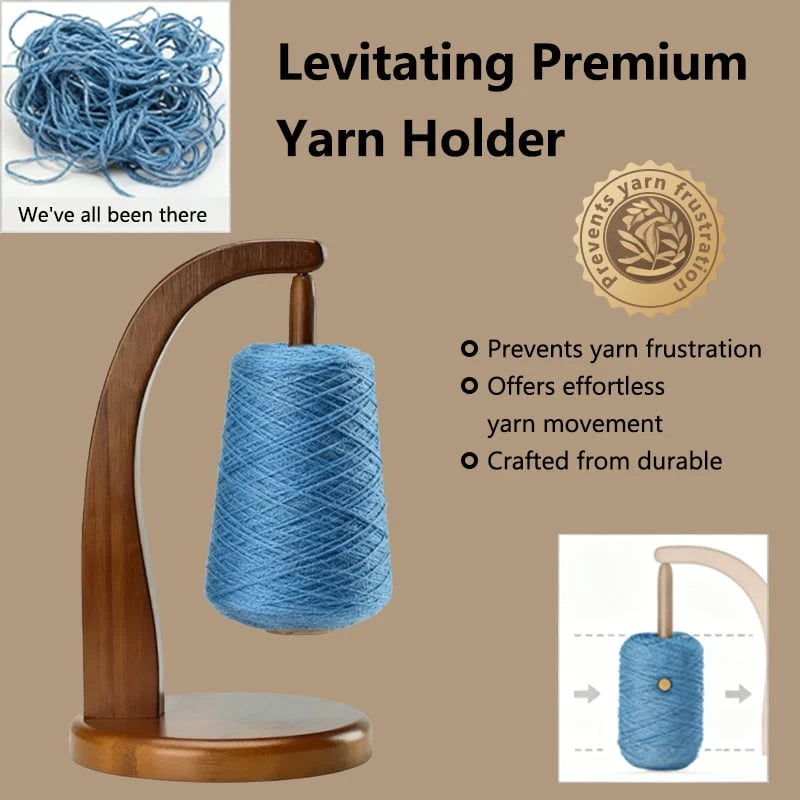 🧶 Magnetic Levitating Yarn Holder – Natural Wooden Rotating Yarn Stand for Knitting & Crochet