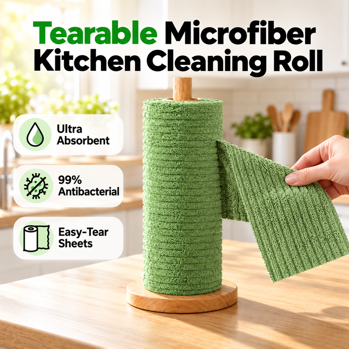 Fed Up With Flimsy Disposable Wipes? Tearable Microfiber Cleaning Roll, Reusable & Great At Cutting Tough Grease