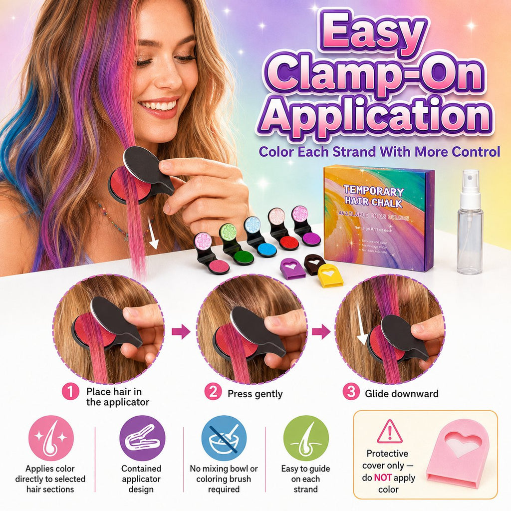 🌈 Want Fun Hair Color Without Damage? 12-Color Temporary Hair Chalk Set