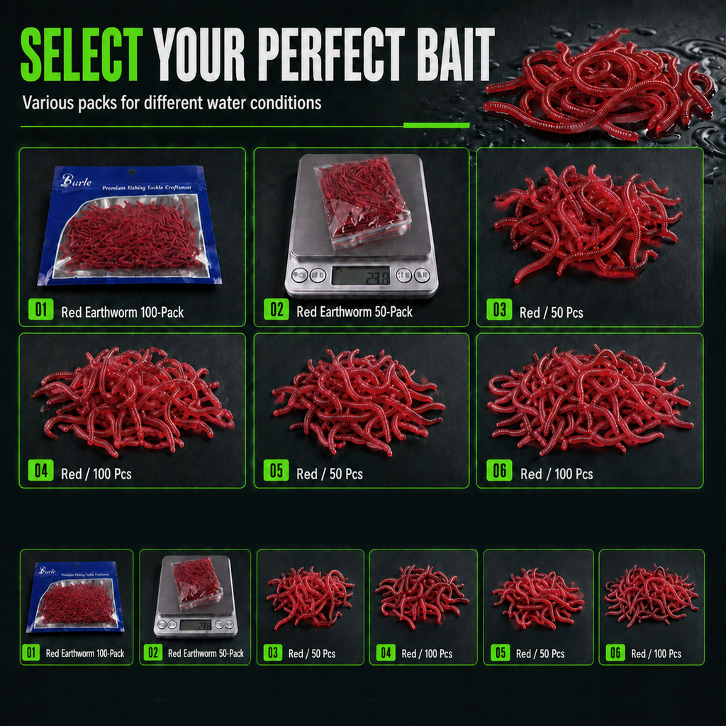 ⏰Buy 3  Get 2 Free 🔥 Simulation Earthworm Soft Fishing Lures Shrimp Scented Artificial Worm Baits for Freshwater and Saltwater Pack of 50 or 100