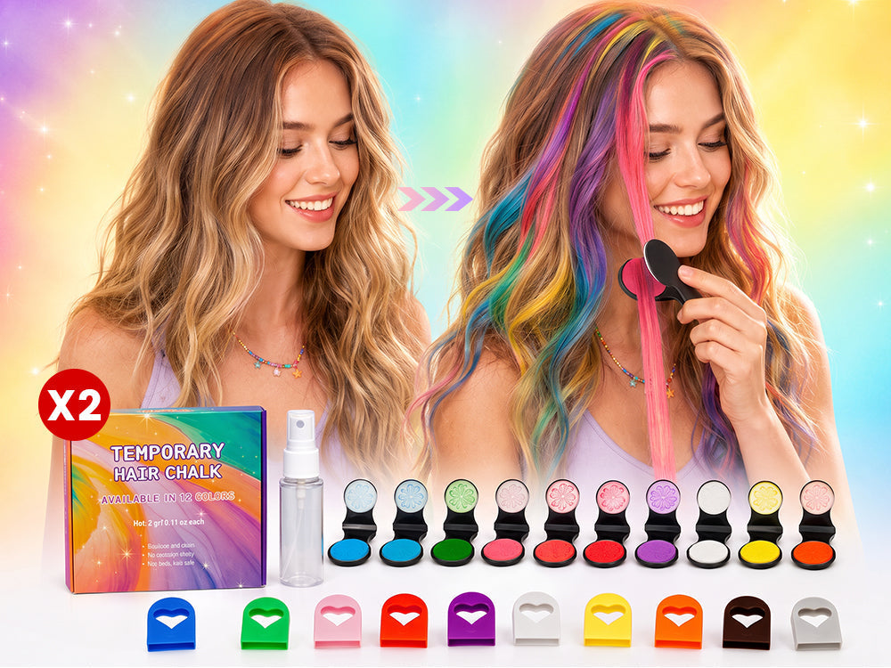 🌈 Want Fun Hair Color Without Damage? 12-Color Temporary Hair Chalk Set