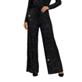 Women's Sequin Wide-Leg Pants with Elastic Waistband