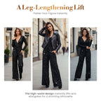 Women's Sequin Wide-Leg Pants with Elastic Waistband