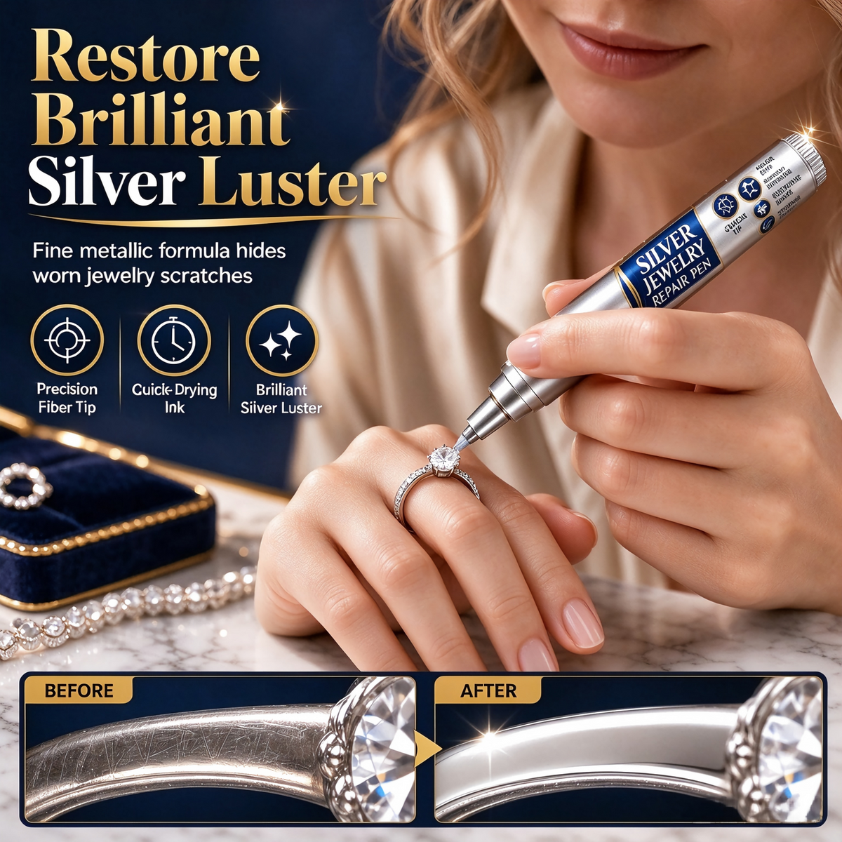 Jewelry Scratch Repair And Touch-up Pen – Easy DIY Scuff Cover, Restore Shine for Rings, Bracelets & Necklaces