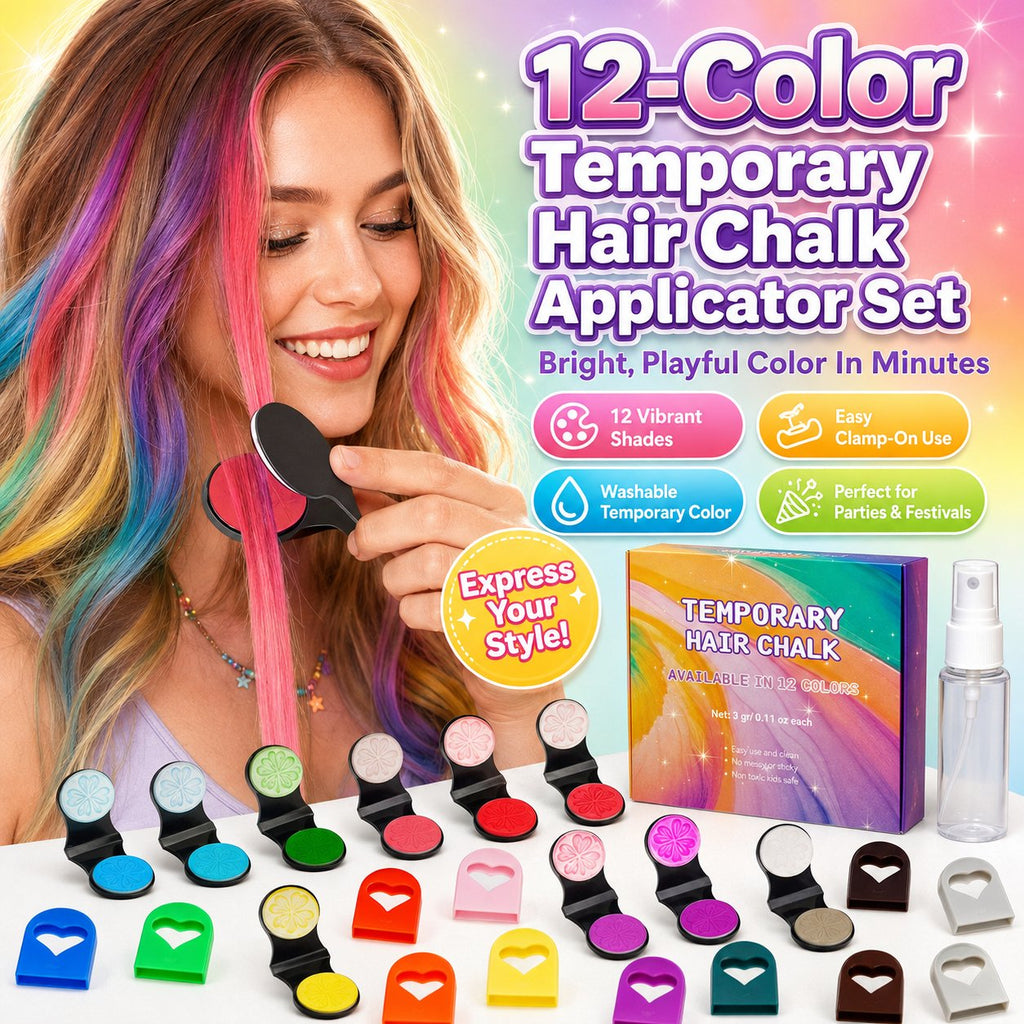 🌈 Want Fun Hair Color Without Damage? 12-Color Temporary Hair Chalk Set