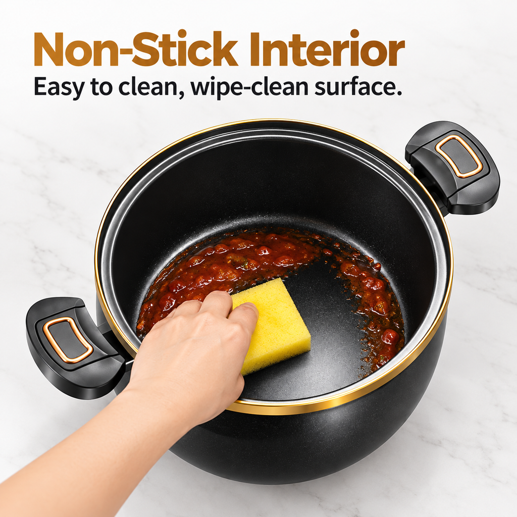 Ceramic nonstick cooking surface being wiped with a soft sponge
