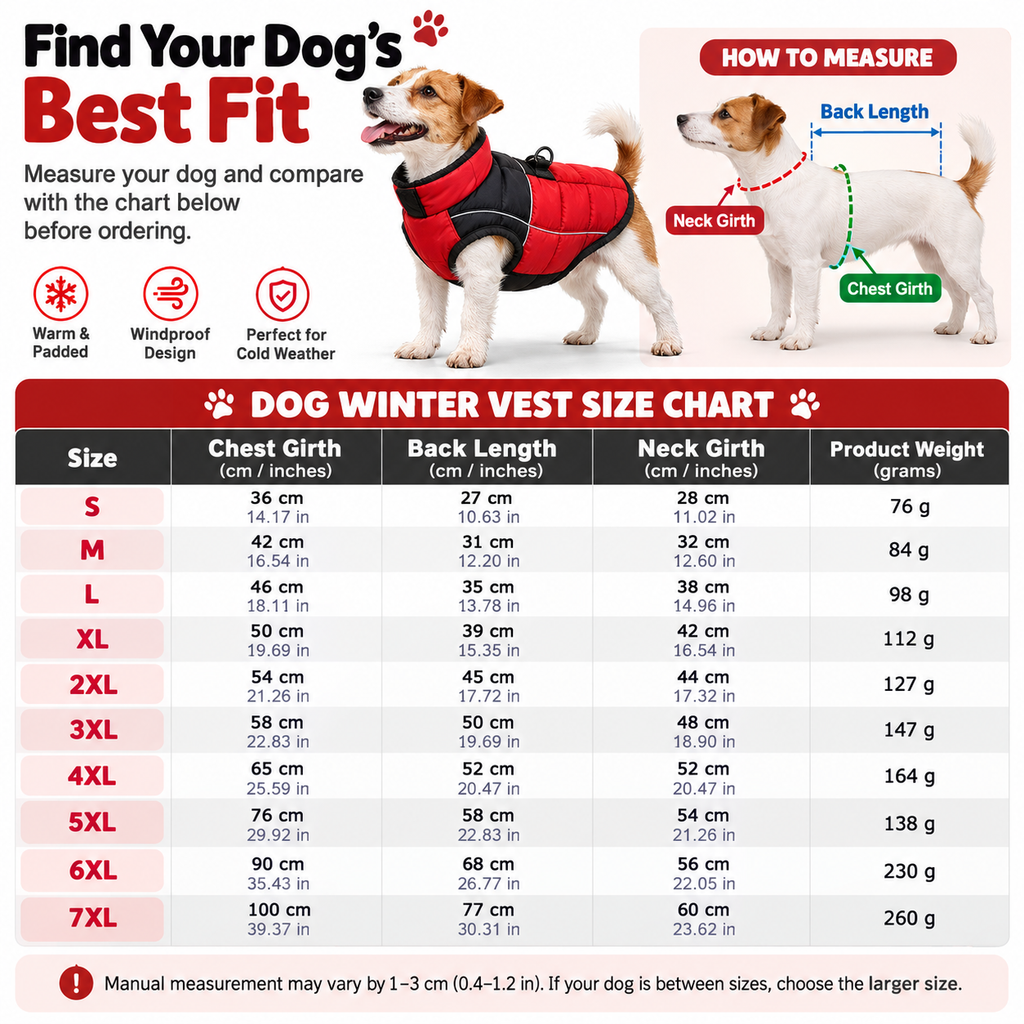 🐶Chilly Weather Coming! Thick Padded Dog Winter Vest, Windproof, Keeps Your Pup Cozy Outdoors