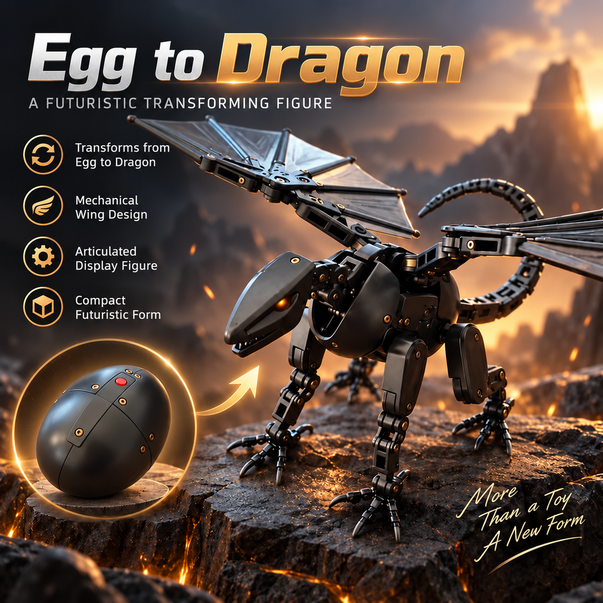 🔥Limited-Time 39% OFF! DragonMorph – Egg to Dragon Transforming Mechanical Toy | Cool Interactive Fidget Toy for Boys & Girls