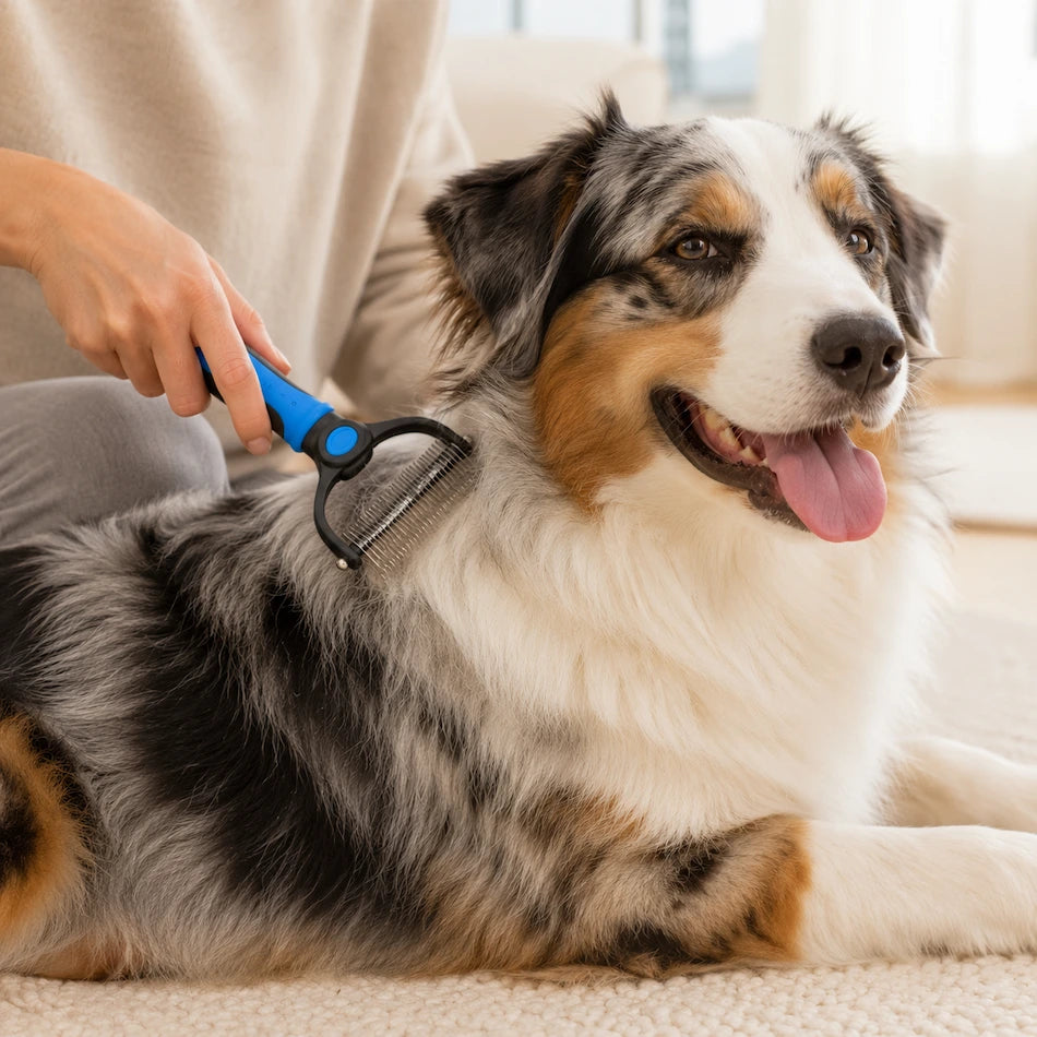 🐱 Tired of Pet Fur Everywhere? Exovella Deshedding Brush, Pain-Free Fur Removal