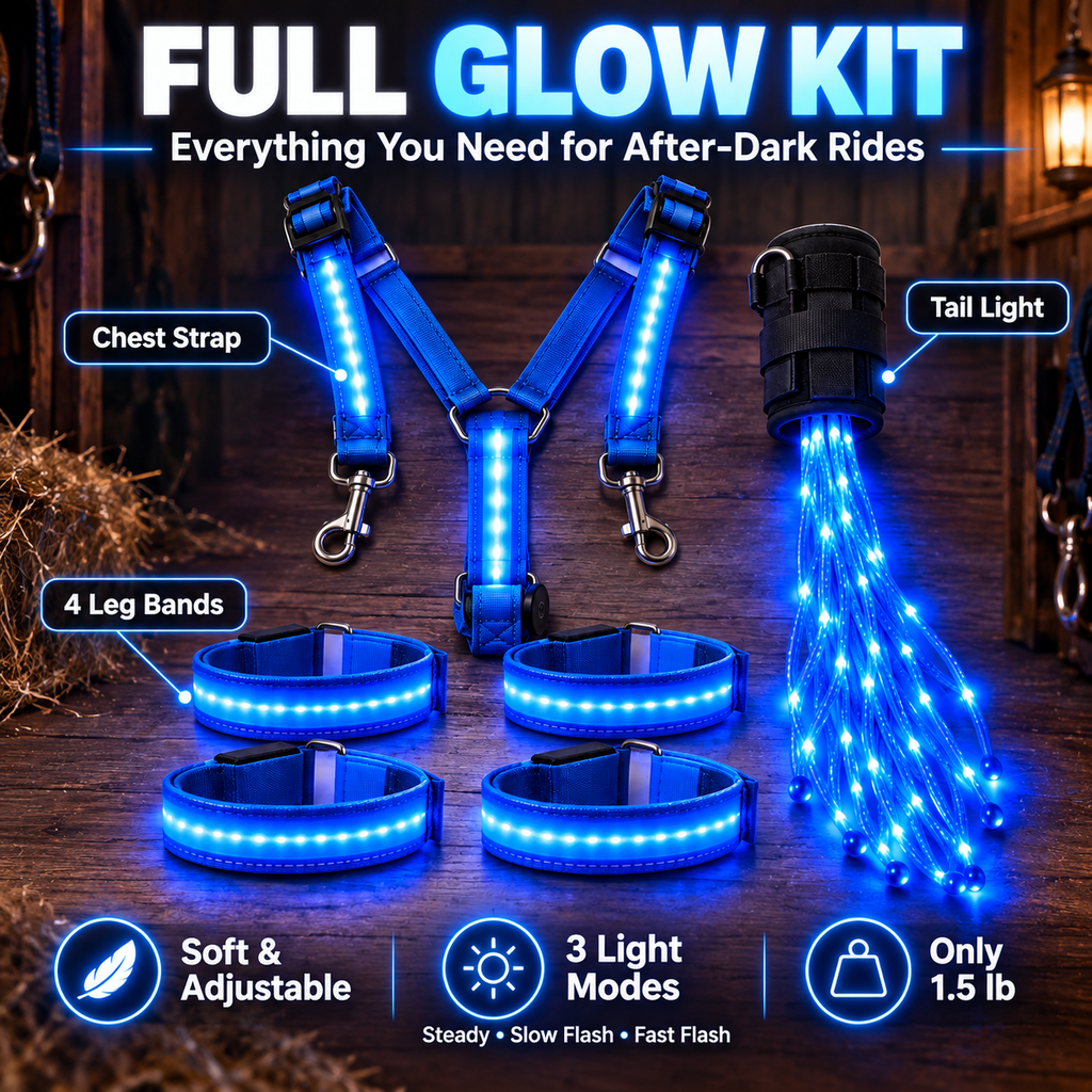 LED Horse Night Riding Lights – Full-Body Glow Kit, 12 Light Modes, Boost Visibility for Night Horseback Riding