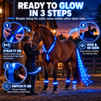 LED Horse Night Riding Lights – Full-Body Glow Kit, 12 Light Modes, Boost Visibility for Night Horseback Riding