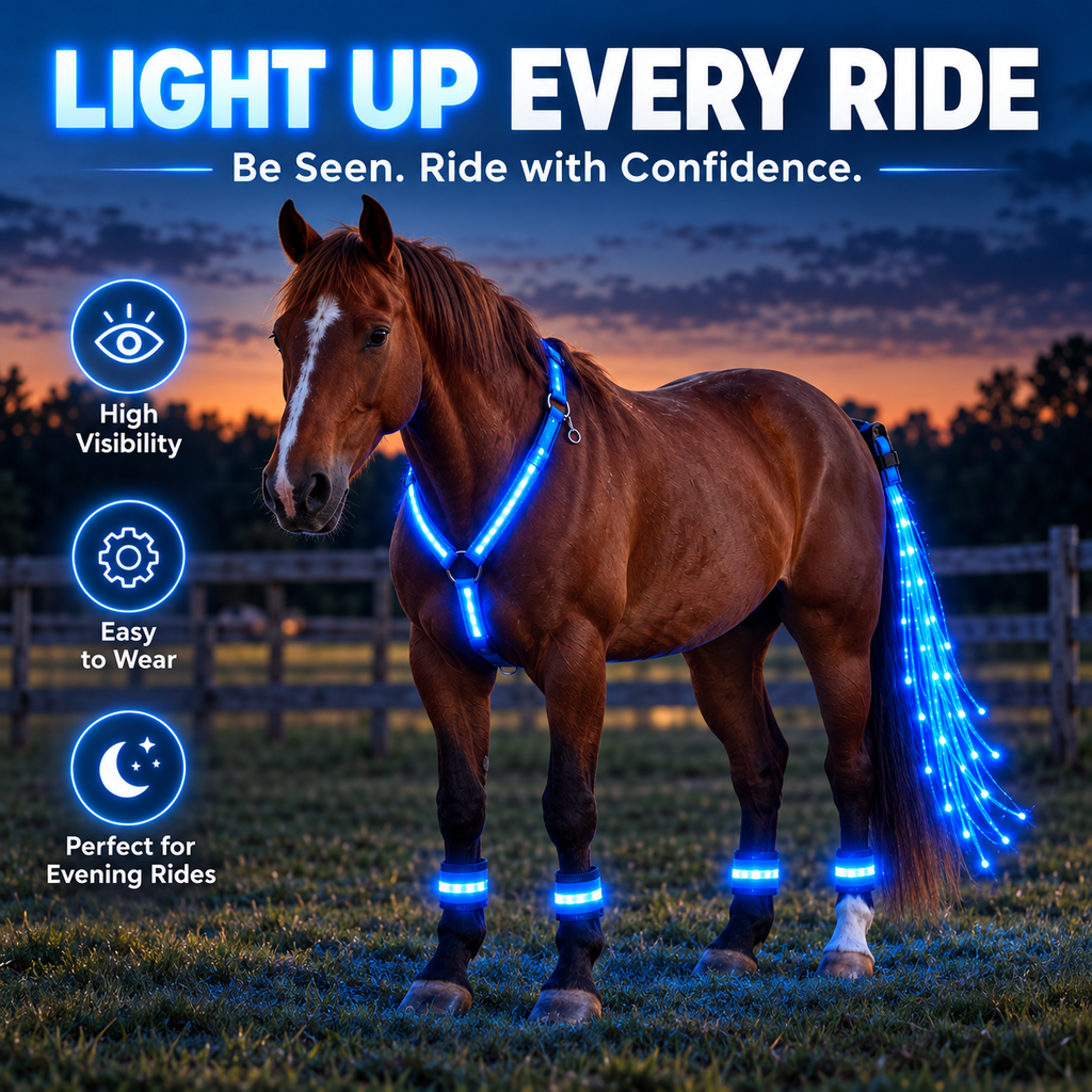 LED Horse Night Riding Lights – Full-Body Glow Kit, 12 Light Modes, Boost Visibility for Night Horseback Riding