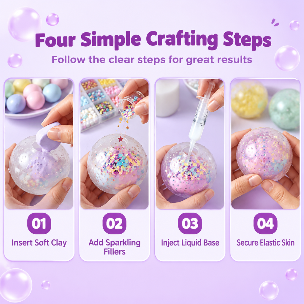 ✨Top Kid Craft Gift – DIY Squeeze Ball Making Kit, Customizable Sparkly Squeeze Balls for Party & Sensory Play