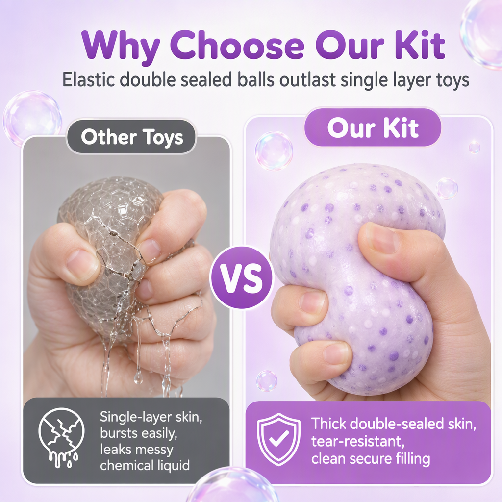 ✨Top Kid Craft Gift – DIY Squeeze Ball Making Kit, Customizable Sparkly Squeeze Balls for Party & Sensory Play