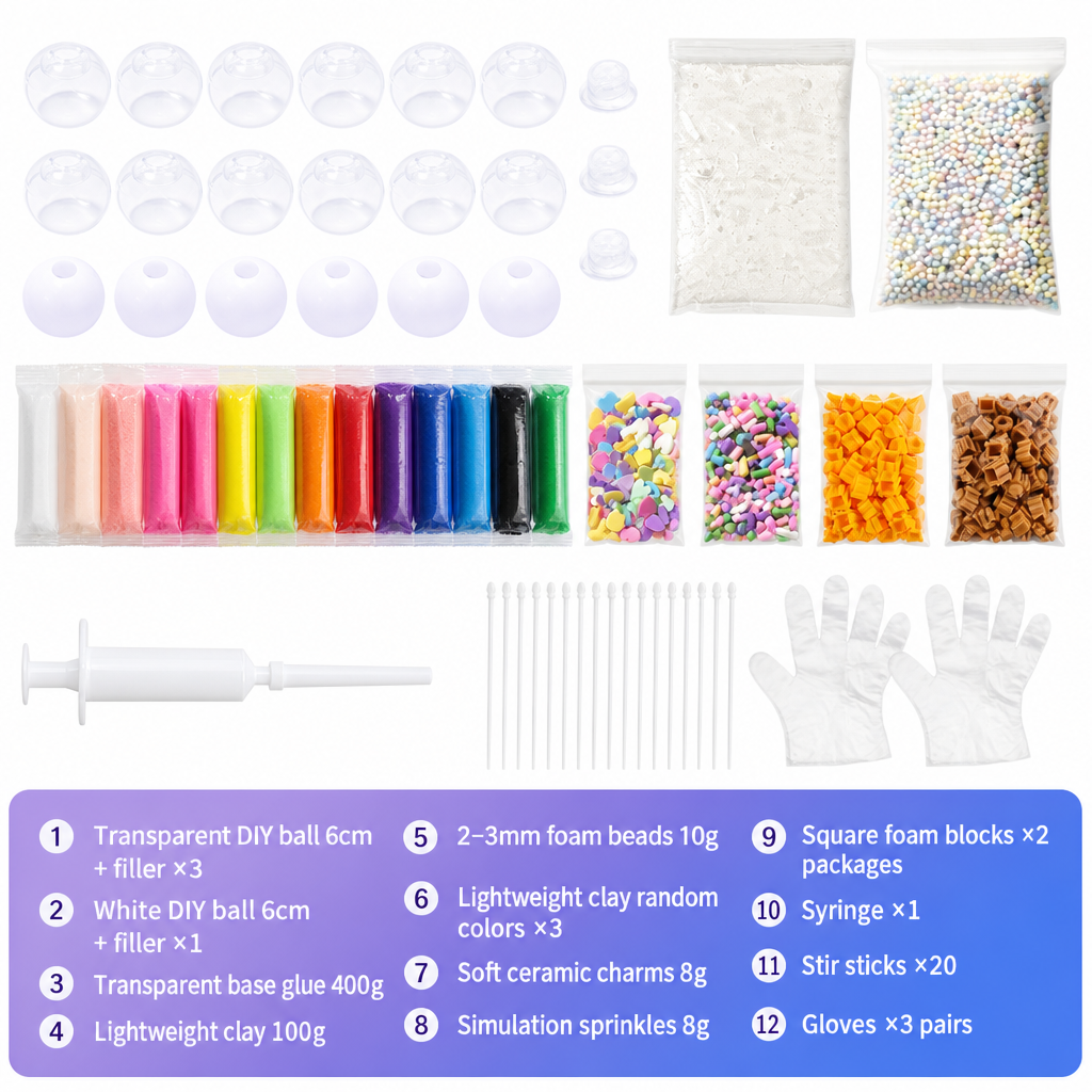 ✨Top Kid Craft Gift – DIY Squeeze Ball Making Kit, Customizable Sparkly Squeeze Balls for Party & Sensory Play