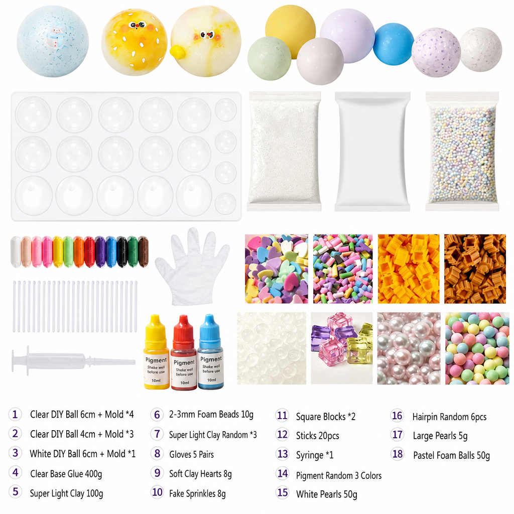 ✨Top Kid Craft Gift – DIY Squeeze Ball Making Kit, Customizable Sparkly Squeeze Balls for Party & Sensory Play