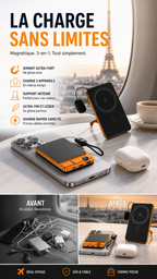 Tired of Carrying Multiple Chargers? Magnetic 3-in-1 Portable Charger, Wireless Charging Station for Phone, Smart Watch & Earbuds