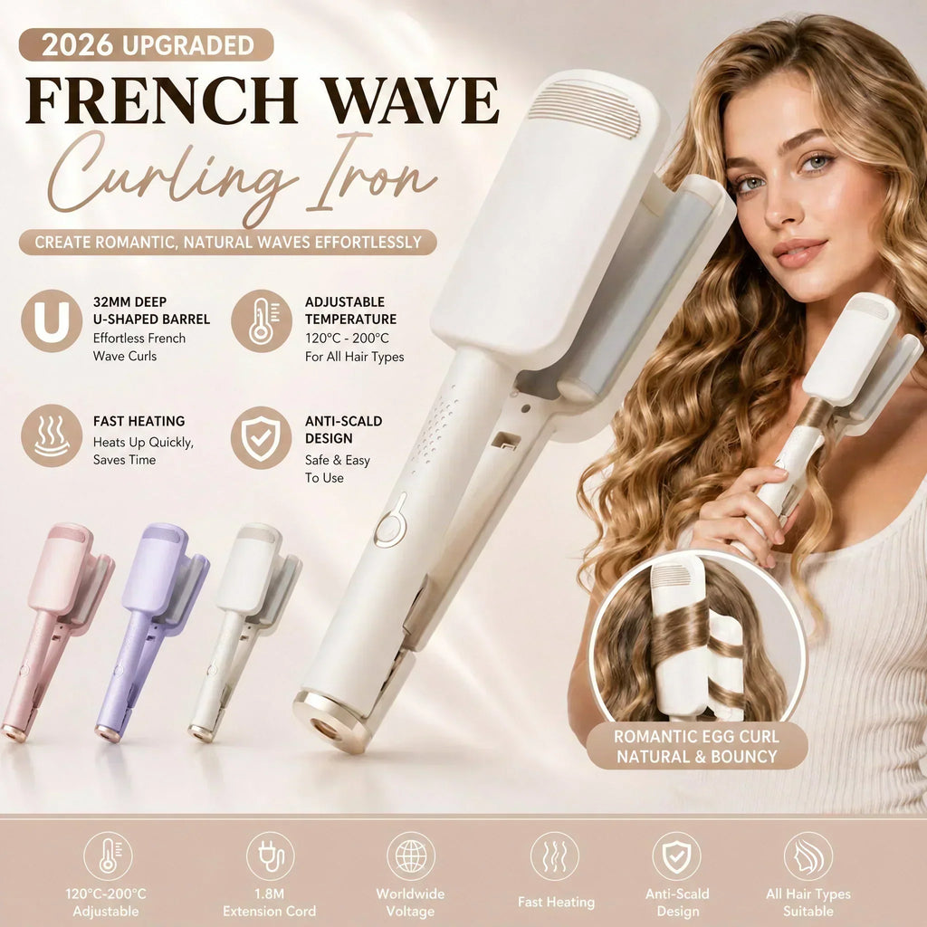 💈Get Gorgeous Wavy Hair At Home! Wavy Curling Iron – Salon Shine & Heat Protection ✨