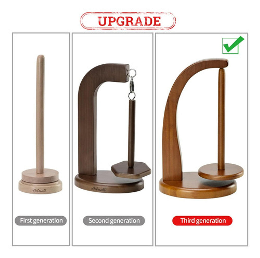 🧶 Magnetic Levitating Yarn Holder – Natural Wooden Rotating Yarn Stand for Knitting & Crochet