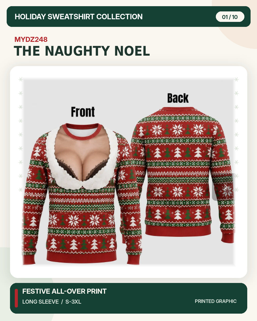 MYDZ248 Christmas sweatshirt print front and back design