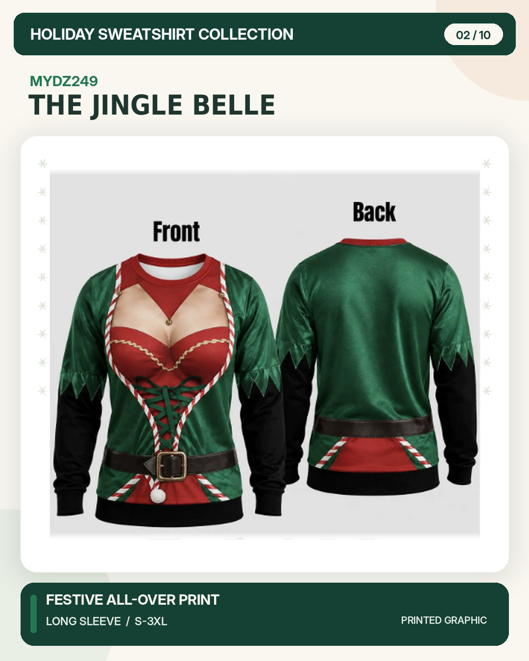 MYDZ249 Christmas sweatshirt print front and back design