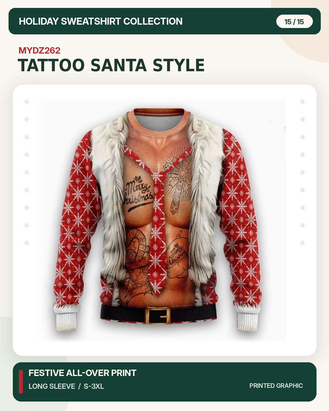 MYDZ262 Christmas sweatshirt print front and back design