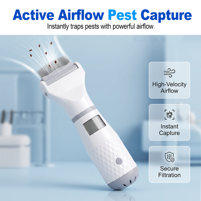 Illustration of pet flea comb suction airflow