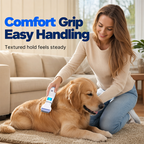 Ergonomic electric pet grooming comb used on dog coat