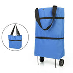 Blue folding shopping cart bag