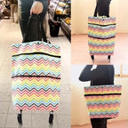 Colorful chevron wheeled shopping tote in use