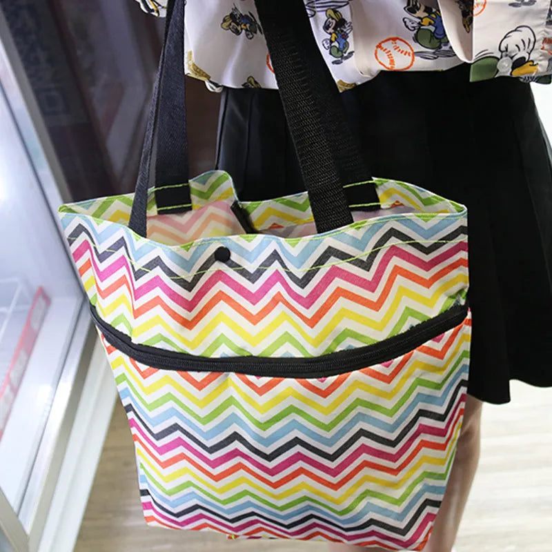Multicolor chevron shoulder tote