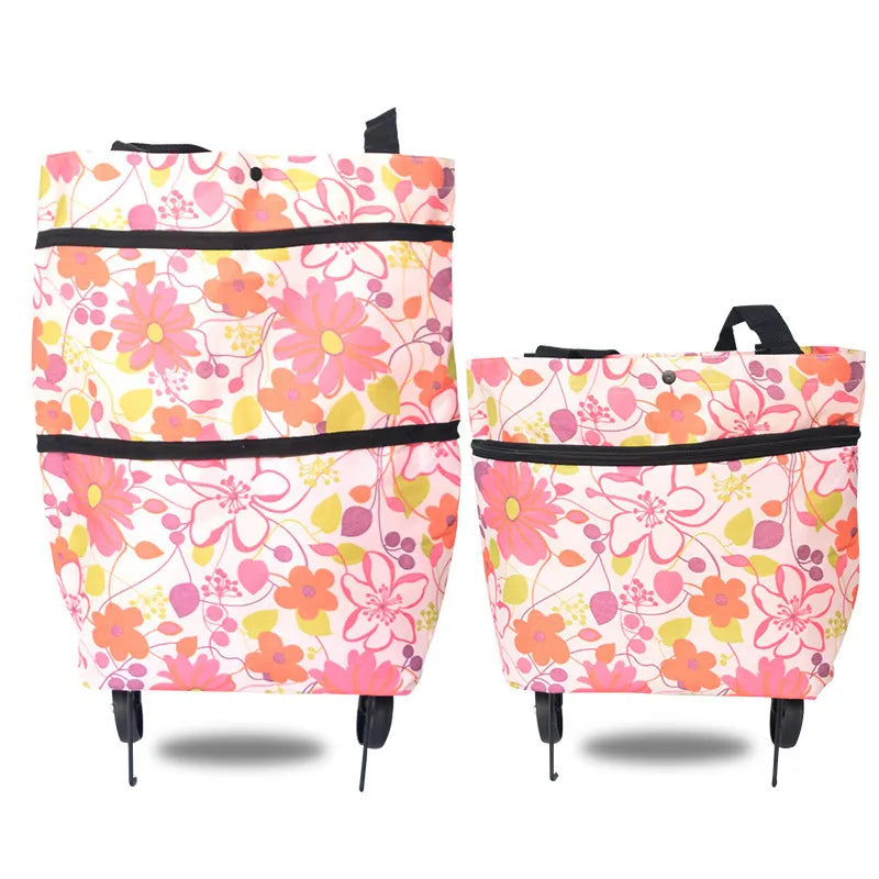Floral rolling tote bag