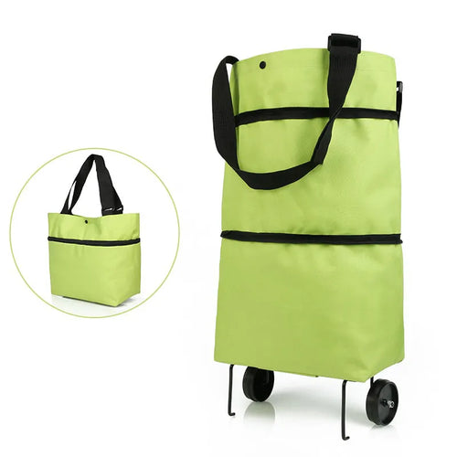 Green rolling shopping bag