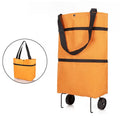 Orange folding wheeled shopping tote