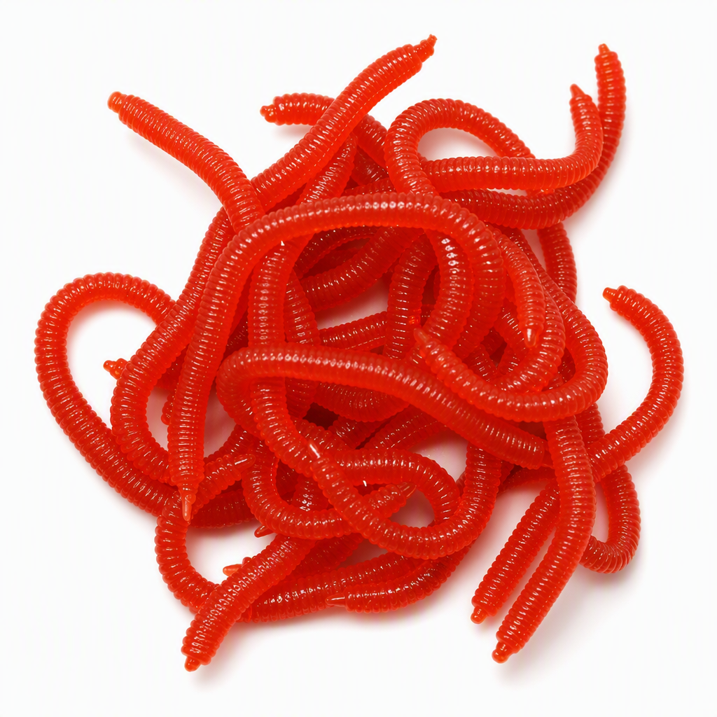 ⏰Buy 3  Get 2 Free 🔥 Simulation Earthworm Soft Fishing Lures Shrimp Scented Artificial Worm Baits for Freshwater and Saltwater Pack of 50 or 100