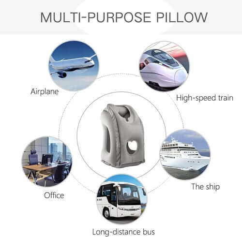 ✈️ Inflatable Travel Pillow | 360° Support – Soft Flocking, Quick Inflate, Compact