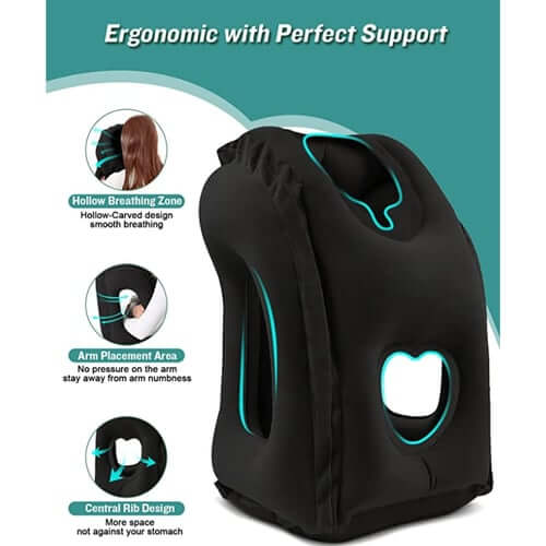 ✈️ Inflatable Travel Pillow | 360° Support – Soft Flocking, Quick Inflate, Compact