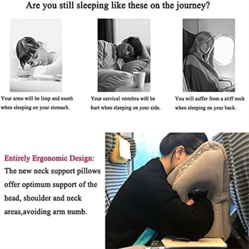 ✈️ Inflatable Travel Pillow | 360° Support – Soft Flocking, Quick Inflate, Compact