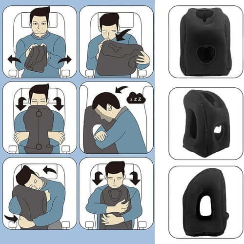 ✈️ Inflatable Travel Pillow | 360° Support – Soft Flocking, Quick Inflate, Compact