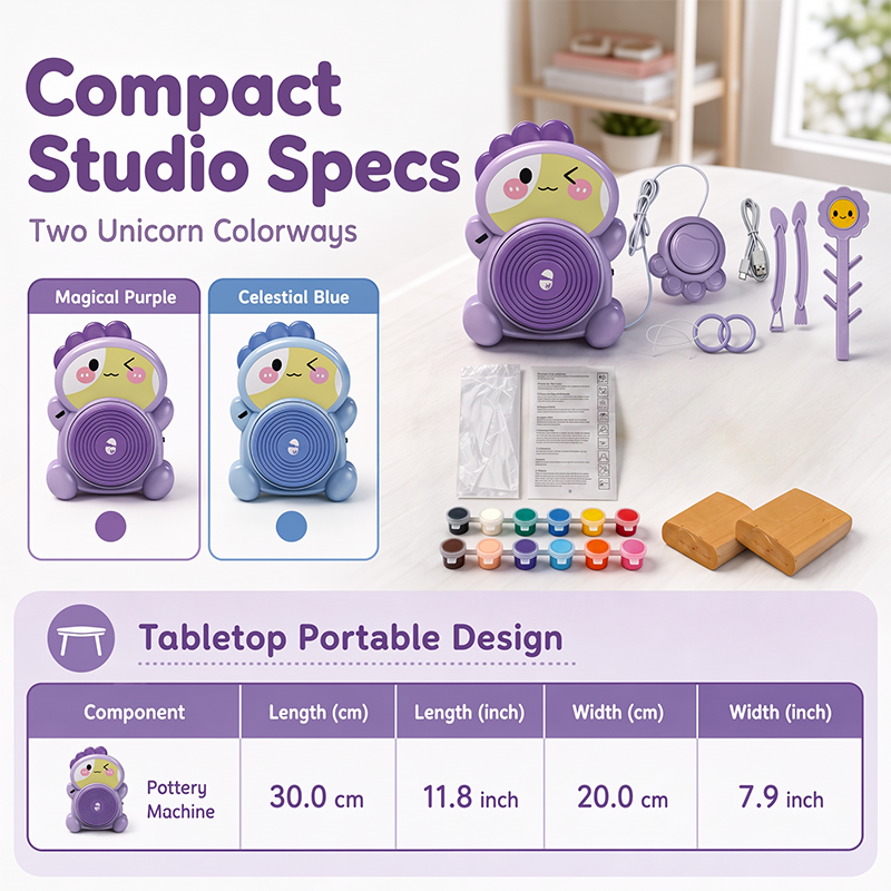 🔥Limited-Time 49% OFF! Kids Electric Pottery Wheel Kit with Foot Pedal, Air Dry Clay & Paints | Fun Creative Art Craft Set for Children