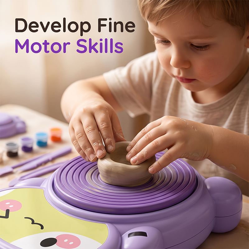 🔥Limited-Time 49% OFF! Kids Electric Pottery Wheel Kit with Foot Pedal, Air Dry Clay & Paints | Fun Creative Art Craft Set for Children