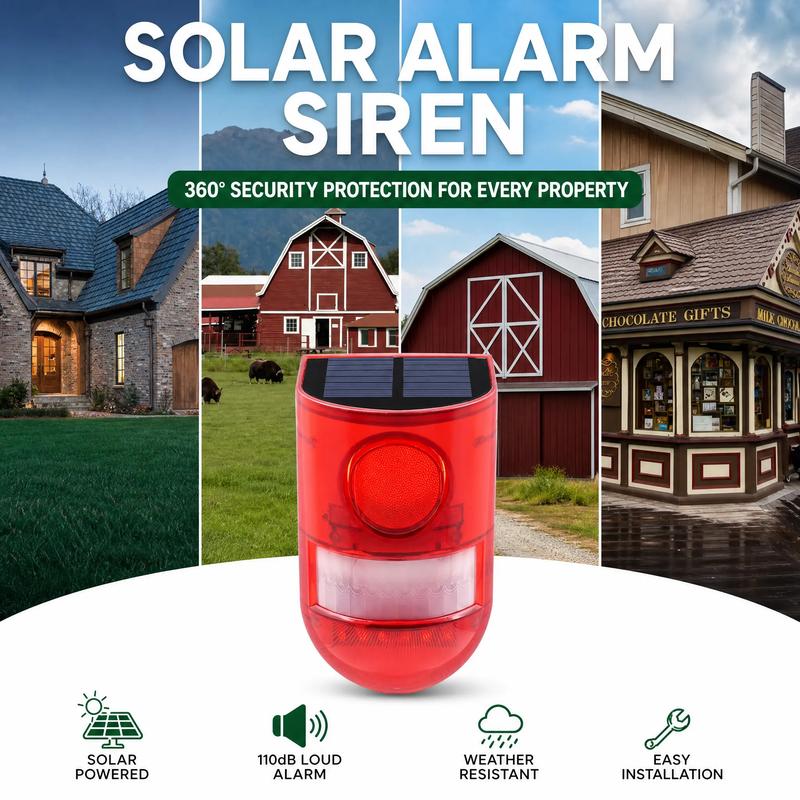 🚨 Worried About Backyard Safety? Solar Motion Alarm 110dB Loud Siren & IP55 Waterproof