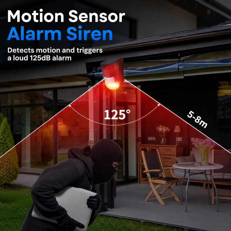 🚨 Worried About Backyard Safety? Solar Motion Alarm 110dB Loud Siren & IP55 Waterproof
