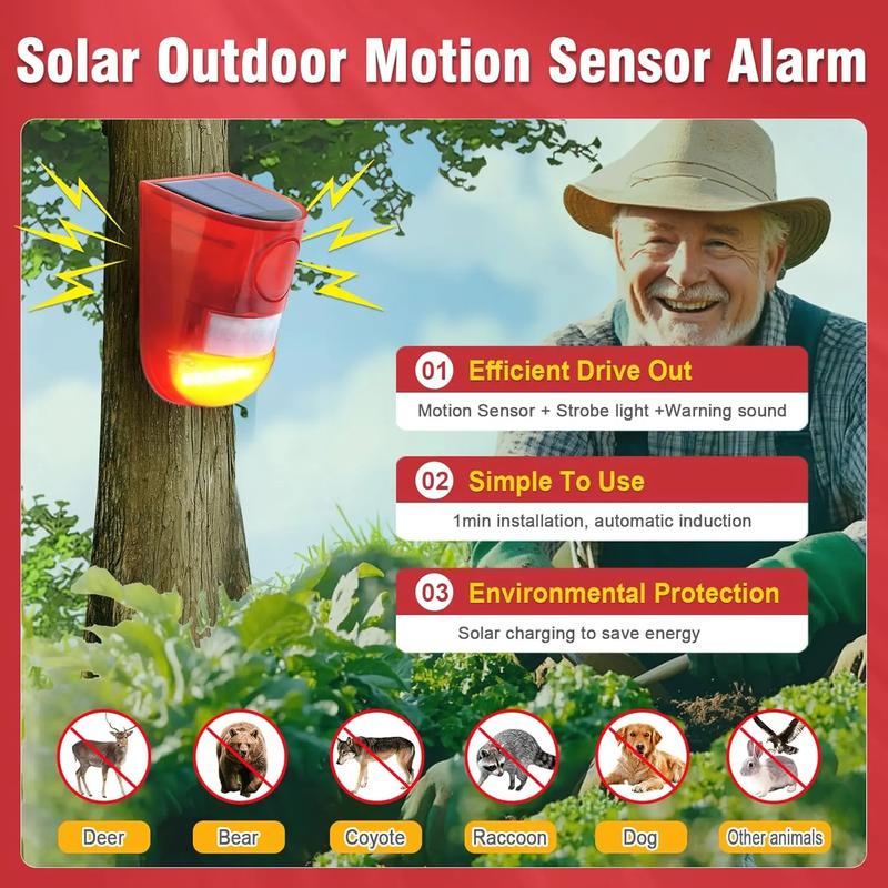 🚨 Worried About Backyard Safety? Solar Motion Alarm 110dB Loud Siren & IP55 Waterproof