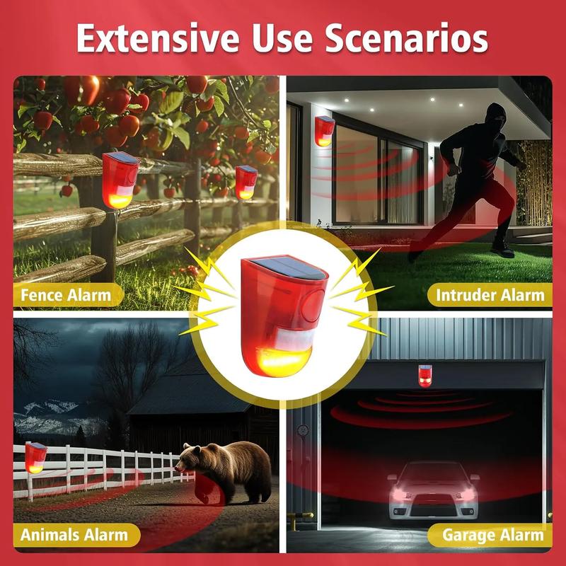 🚨 Worried About Backyard Safety? Solar Motion Alarm 110dB Loud Siren & IP55 Waterproof