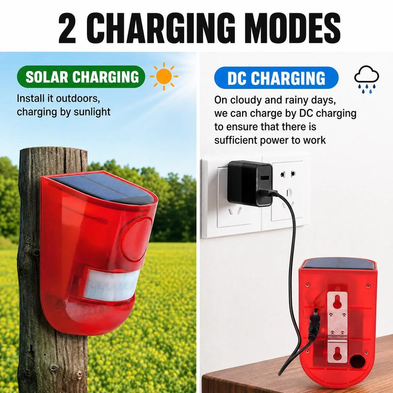🚨 Worried About Backyard Safety? Solar Motion Alarm 110dB Loud Siren & IP55 Waterproof