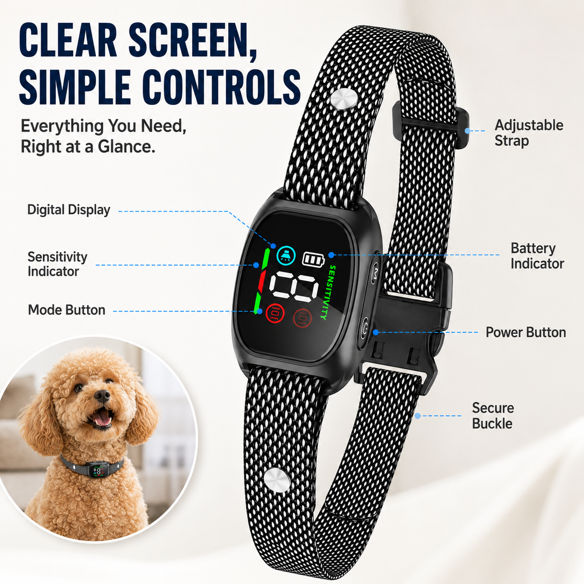 🐶 Stop Excessive Barking! Smart Anti Bark Collar, No False Triggers