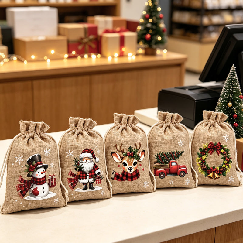 🎄🎁 Ditch Disposable Wrapping Paper! Special Offer Reusable Festive Drawstring Gift Bags